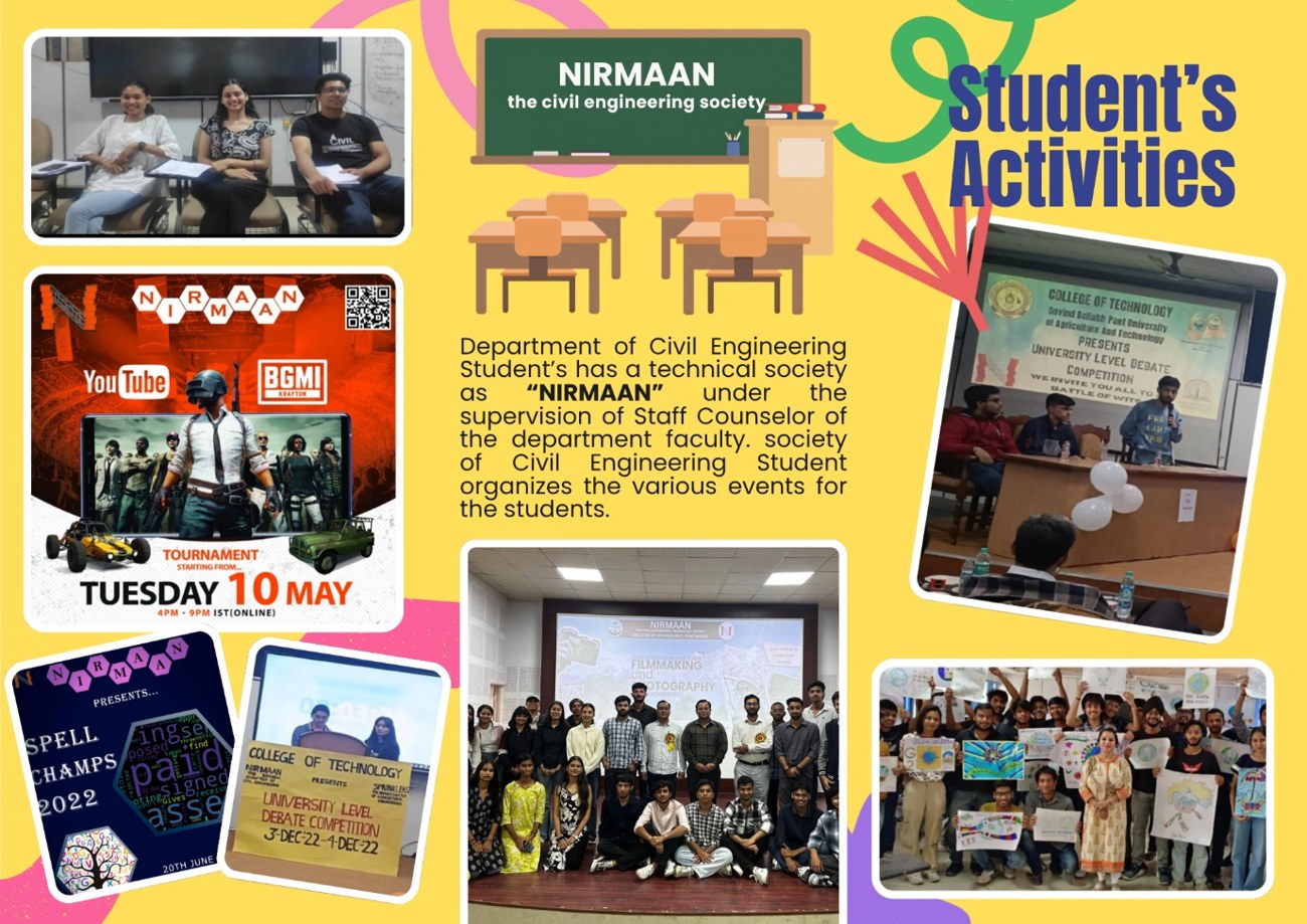 Student activities organized by NIRMAAN, the Civil Engineering society